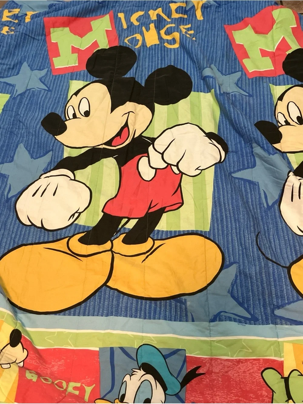 Disney Blue Kids Comforter with Goofy, Donald & Mickey Print